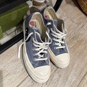 Comme Des Garçon Converse Blue and White Low-Top Sneakers size 7